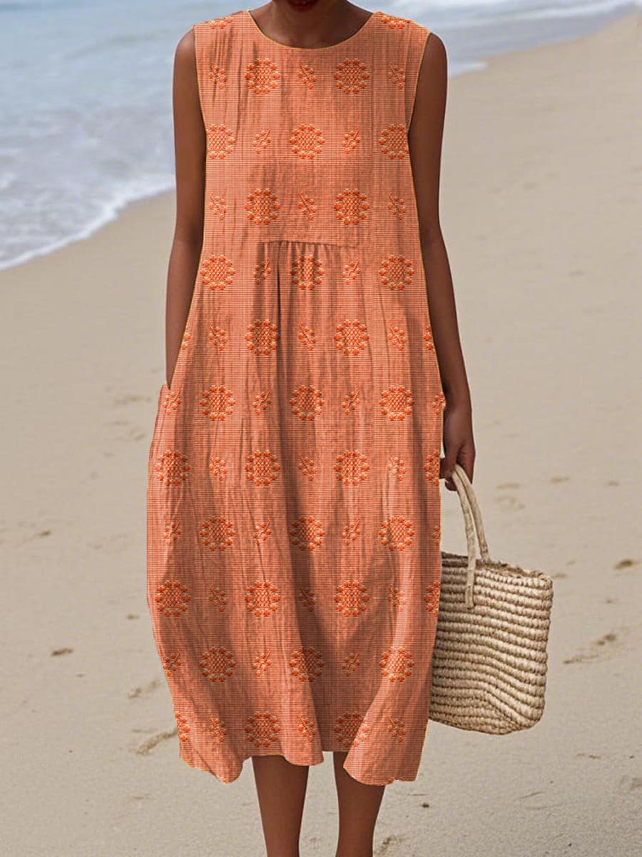 Cathy™- Elegant Sleeveless Cotton Dress with Pockets