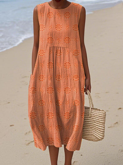 Cathy™- Elegant Sleeveless Cotton Dress with Pockets