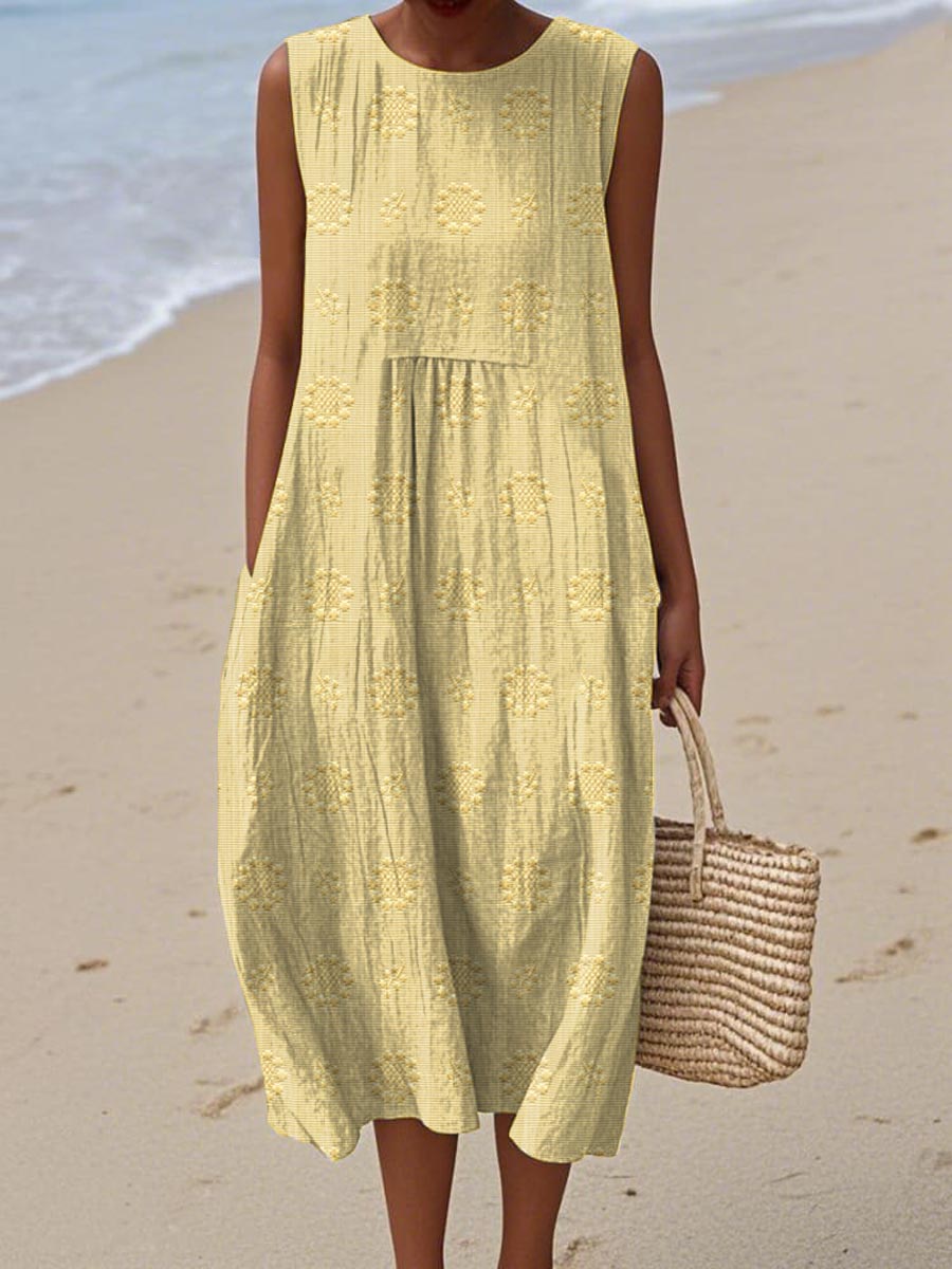 Cathy™- Elegant Sleeveless Cotton Dress with Pockets