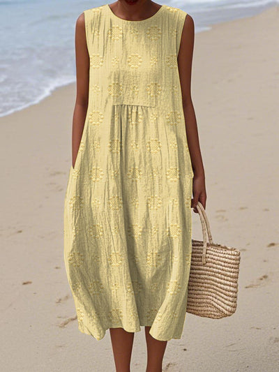 Cathy™- Elegant Sleeveless Cotton Dress with Pockets