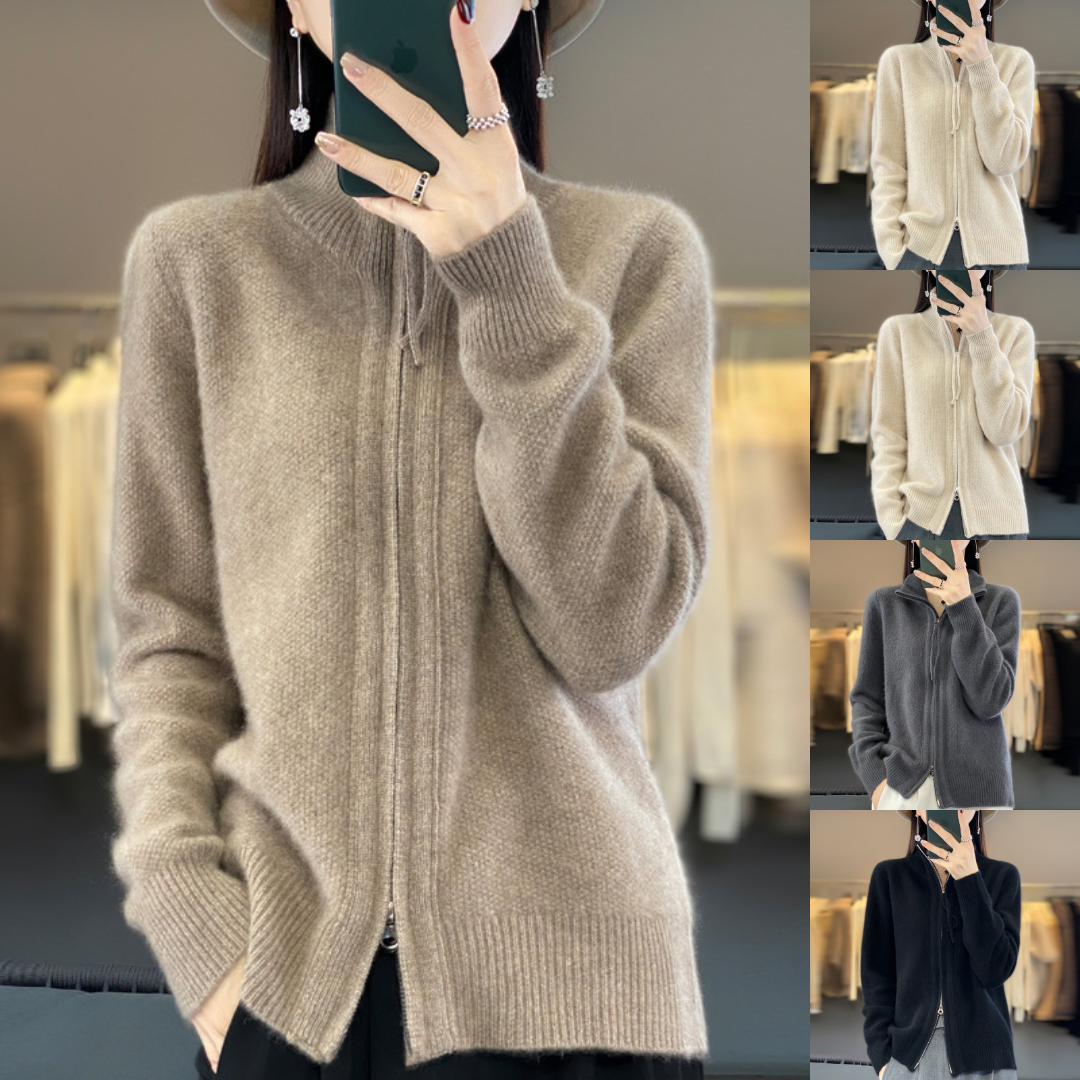 Laurier™ | Cardigan zippé en cachemire 100% laine