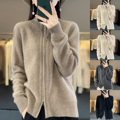 Laurier™ | Cardigan zippé en cachemire 100% laine