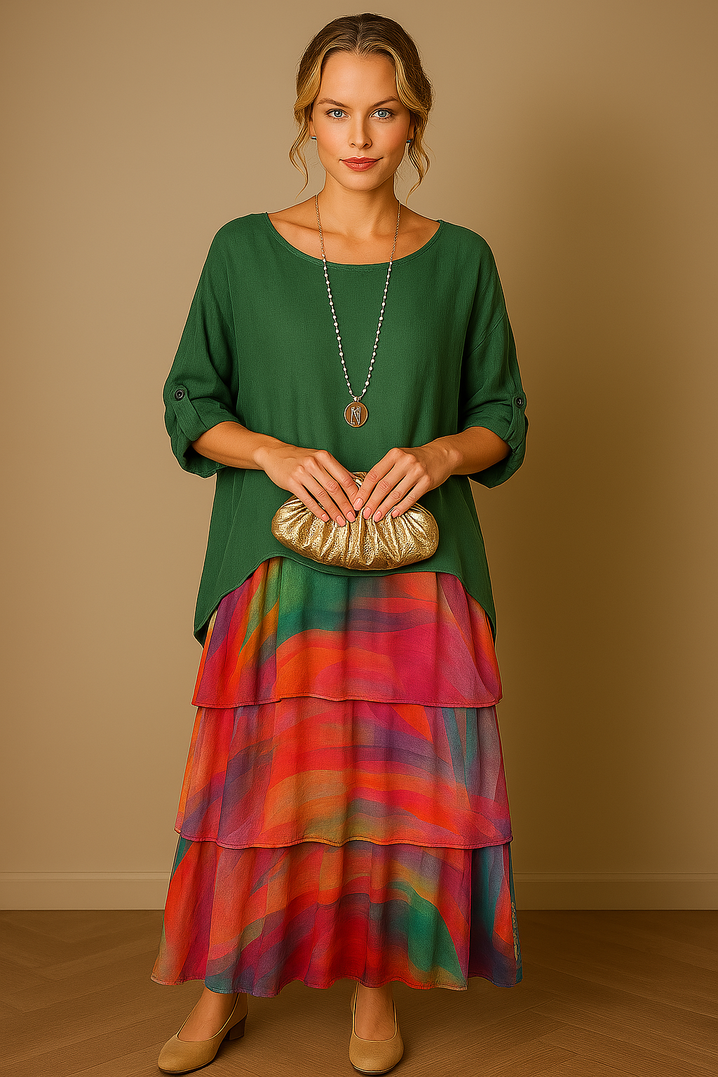 Caroline | Robe Maxi à Col Rond Ample