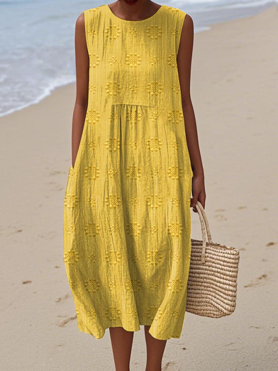 Cathy™- Elegant Sleeveless Cotton Dress with Pockets