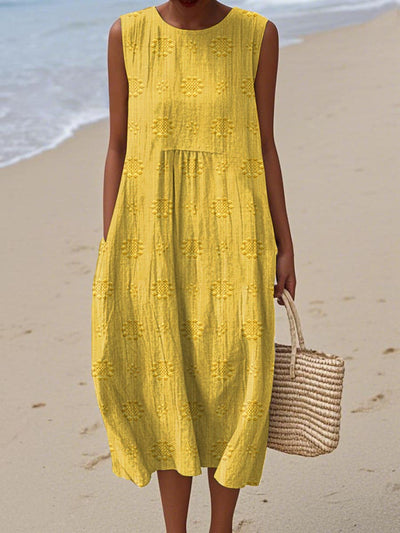 Cathy™- Elegant Sleeveless Cotton Dress with Pockets