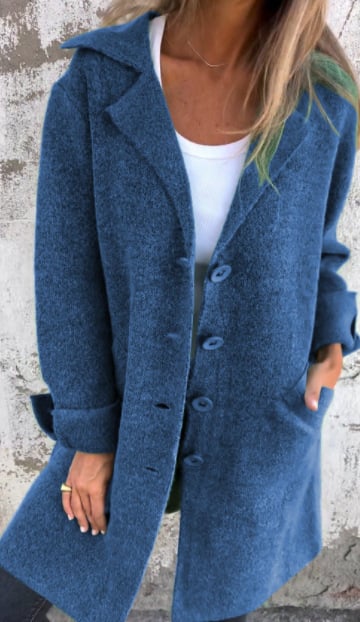 Noémie - Manteau casual à simple boutonnage avec revers en laine