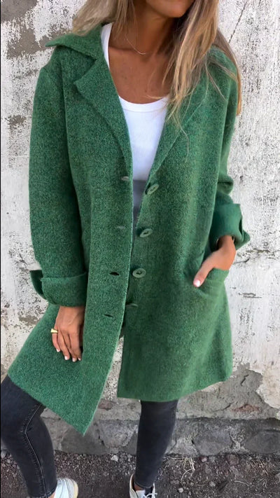 Noémie - Manteau casual à simple boutonnage avec revers en laine