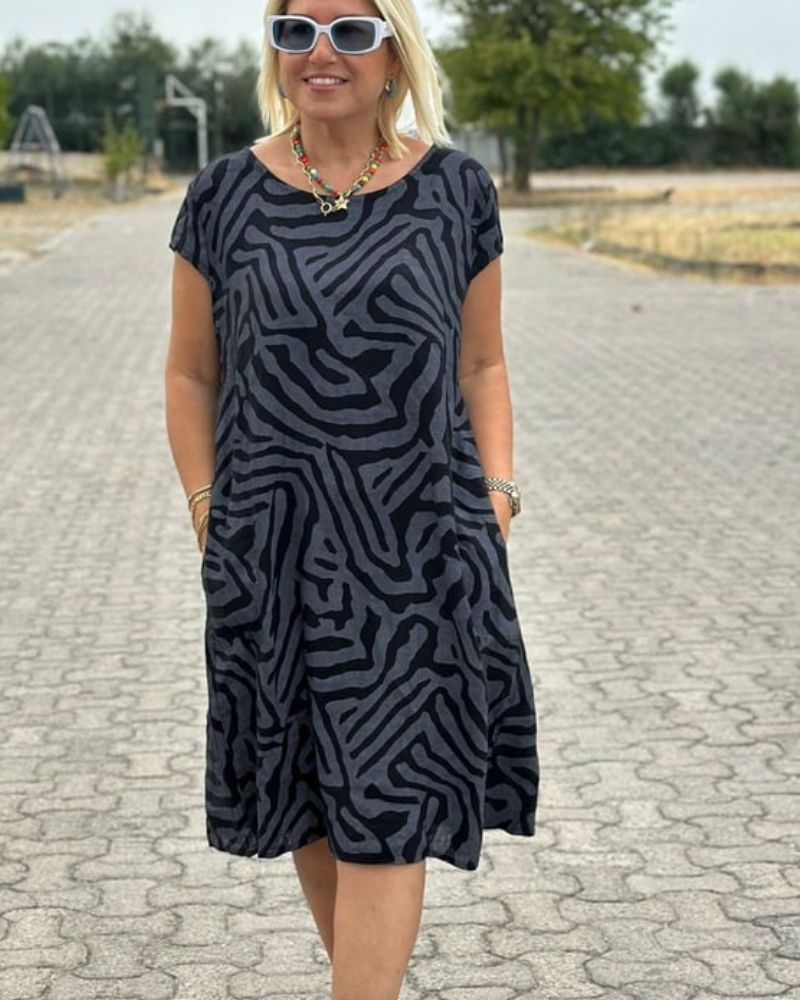 Karen™ - Summer dress with round neck and beautiful print