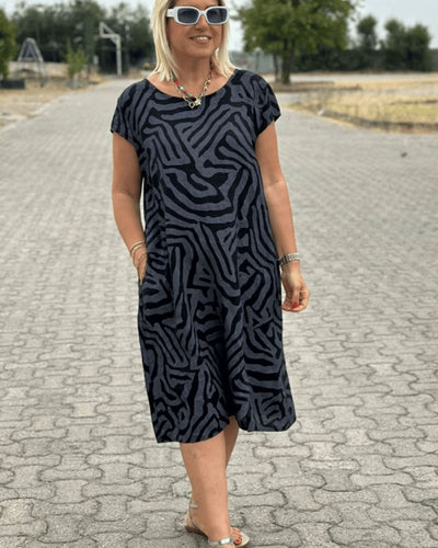 Karen™ - Summer dress with round neck and beautiful print