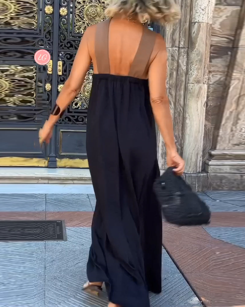 Lauren | Vestido Largo Suelto de Cuello Cruzado