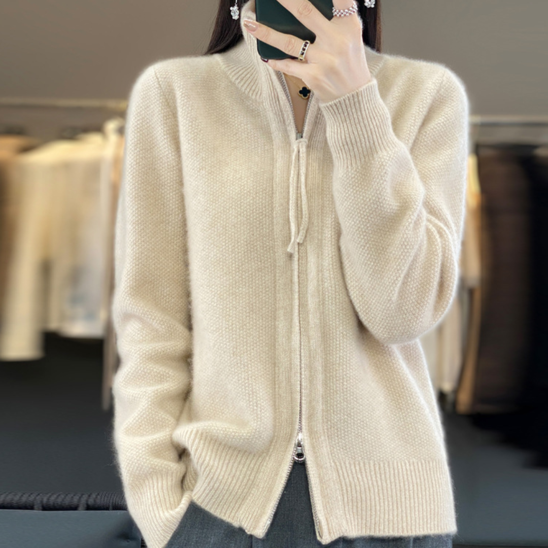 Laurier™ | Cardigan zippé en cachemire 100% laine