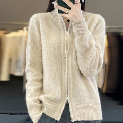 Laurier™ | Cardigan zippé en cachemire 100% laine