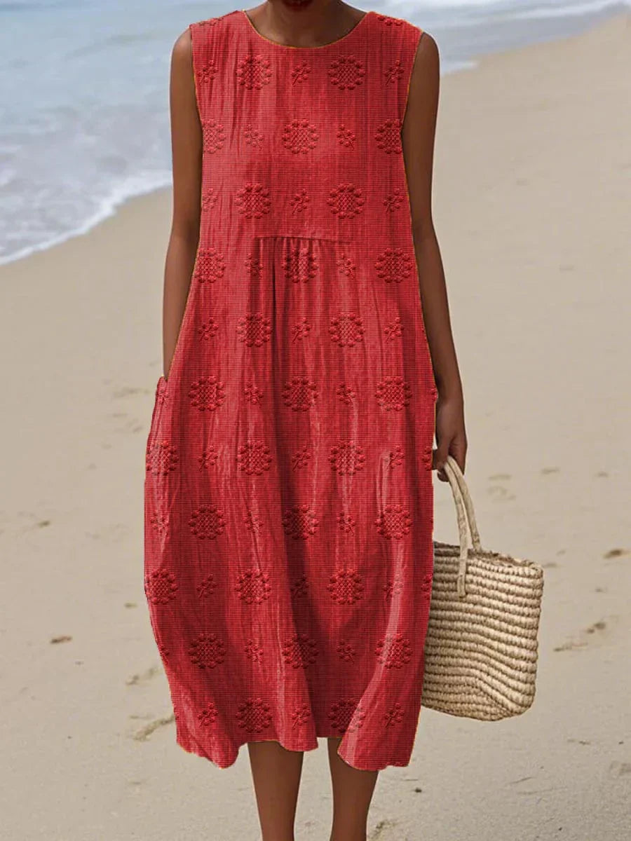 Cathy™- Elegant Sleeveless Cotton Dress with Pockets