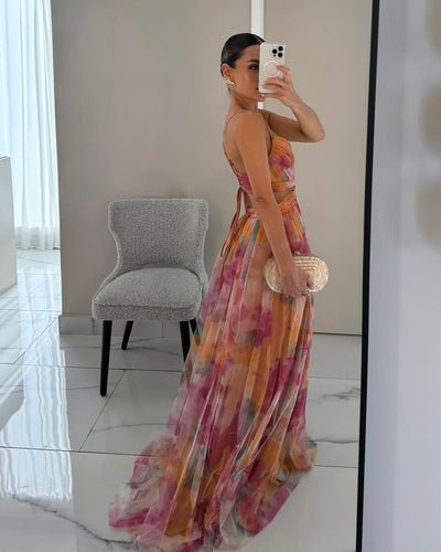 Valentina - Incantevole Maxi-abito con Stampa Floreale