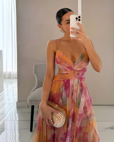 Valentina - Incantevole Maxi-abito con Stampa Floreale