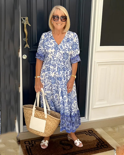 Léa  - Robe à Imprimé Floral Superposé