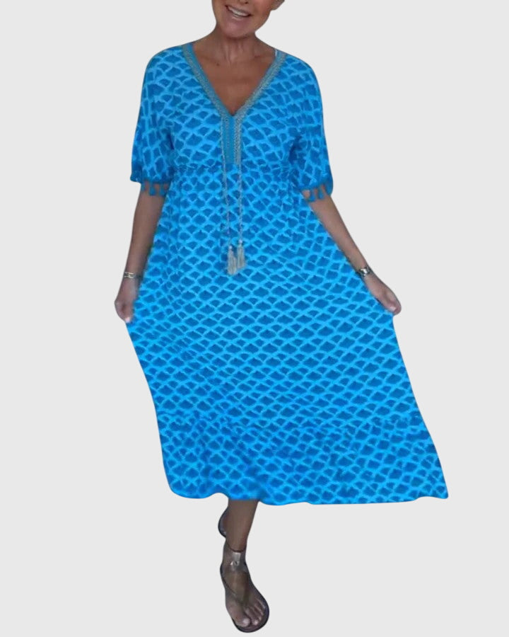 V-neck casual dress with print