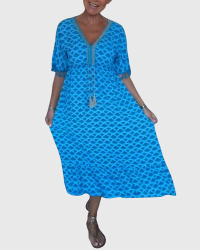 V-neck casual dress with print