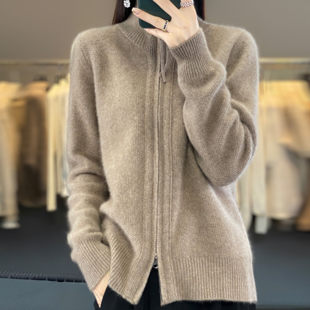 Laurier™ | Cardigan zippé en cachemire 100% laine