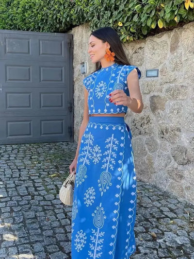 Camille | Ensemble Imprimé Top et Jupe