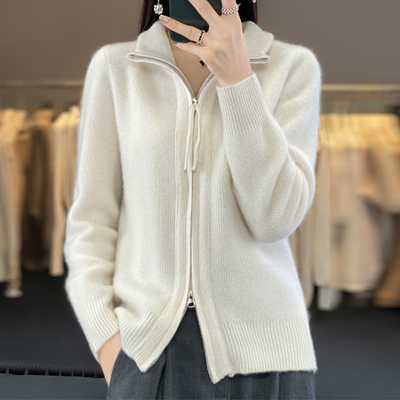 Laurier™ | Cardigan zippé en cachemire 100% laine