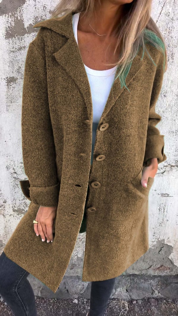 Noémie - Manteau casual à simple boutonnage avec revers en laine