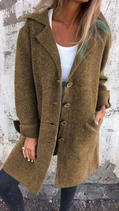 Noémie - Manteau casual à simple boutonnage avec revers en laine