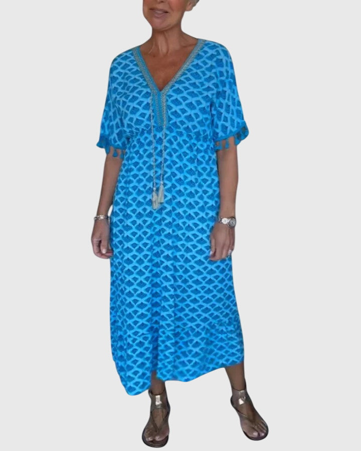V-neck casual dress with print