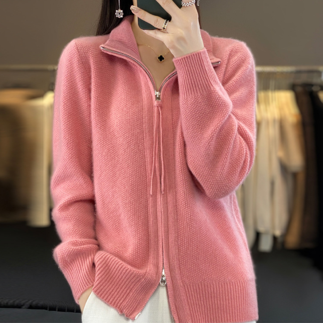 Laurier™ | Cardigan zippé en cachemire 100% laine