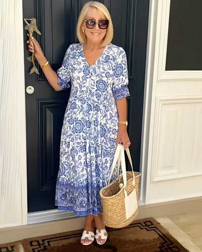 Léa  - Robe à Imprimé Floral Superposé