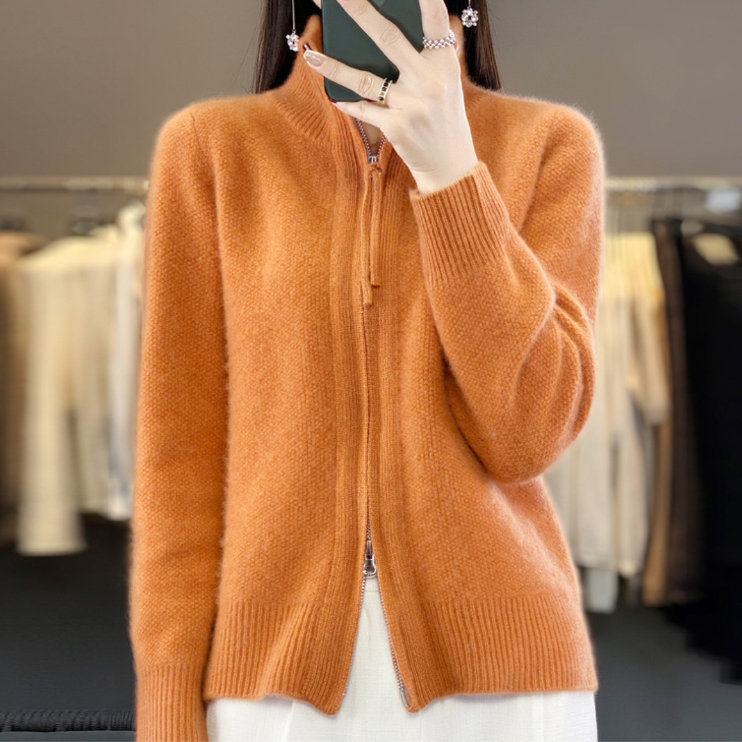 Laurier™ | Cardigan zippé en cachemire 100% laine