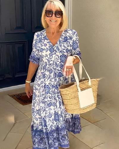 Léa  - Robe à Imprimé Floral Superposé