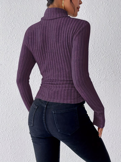 Schildpad Nek Slanke Trui, Elegante Effen Kleur Lange Mouw Trui Voor Herfst & Winter, Dameskleding