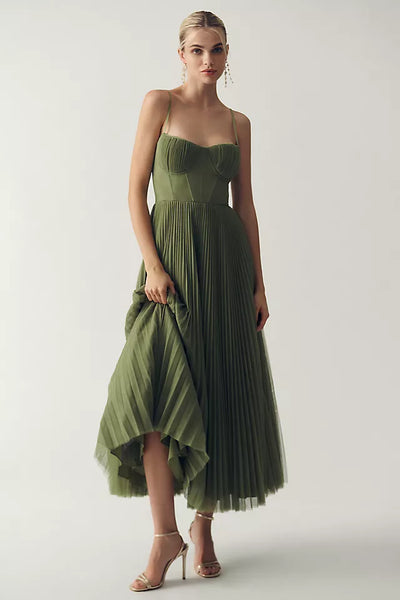 Olivia™ - Abito in tulle plissettato con drappeggio asimmetrico