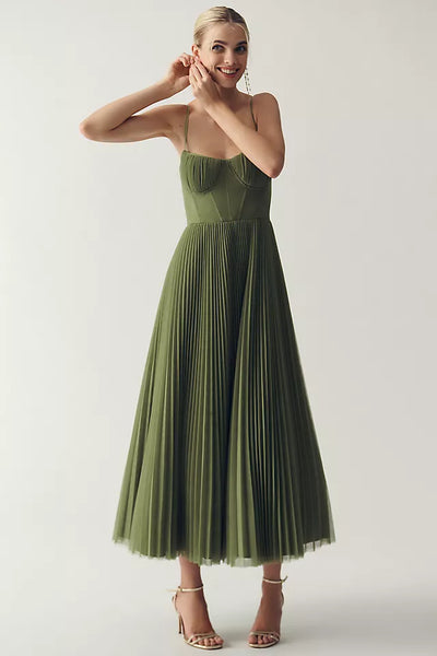 Olivia™ - Abito in tulle plissettato con drappeggio asimmetrico