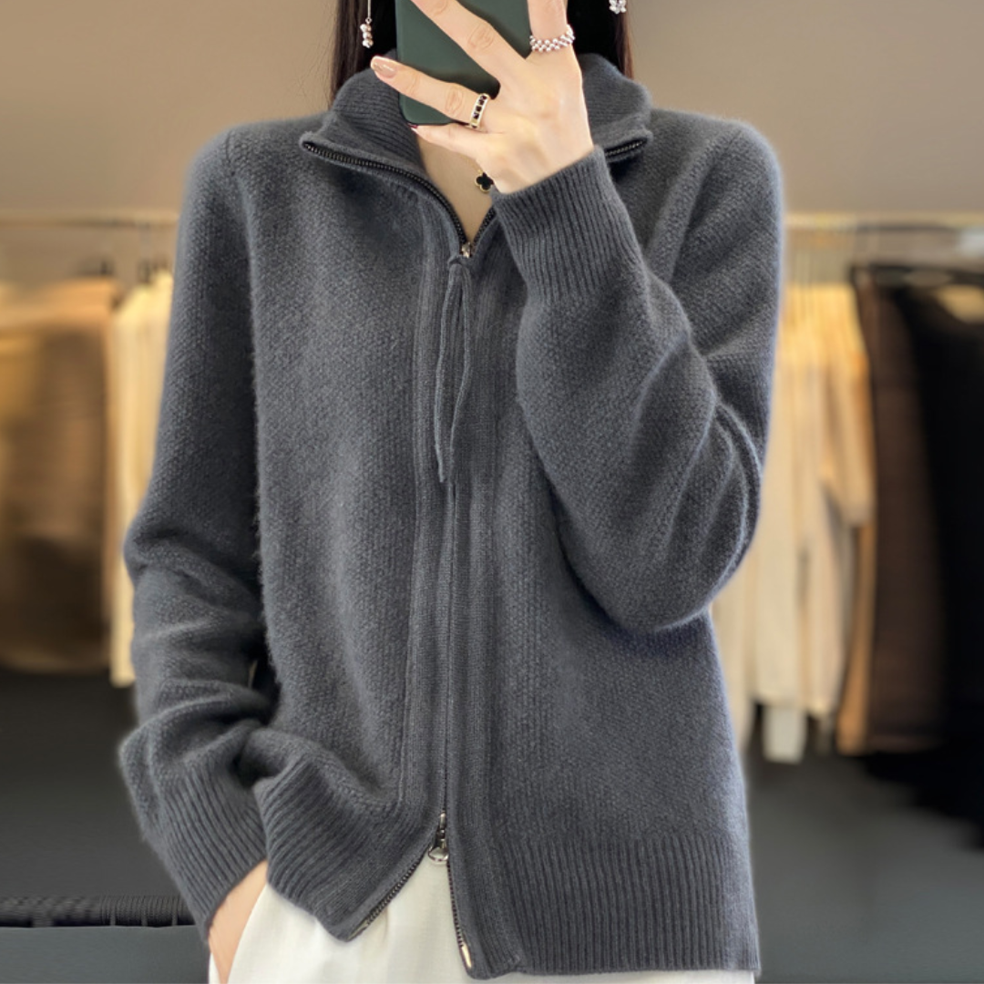 Laurier™ | Cardigan zippé en cachemire 100% laine