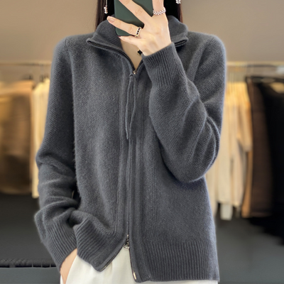 Laurier™ | Cardigan zippé en cachemire 100% laine