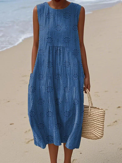 Cathy™- Elegant Sleeveless Cotton Dress with Pockets