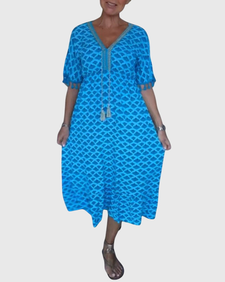 V-neck casual dress with print