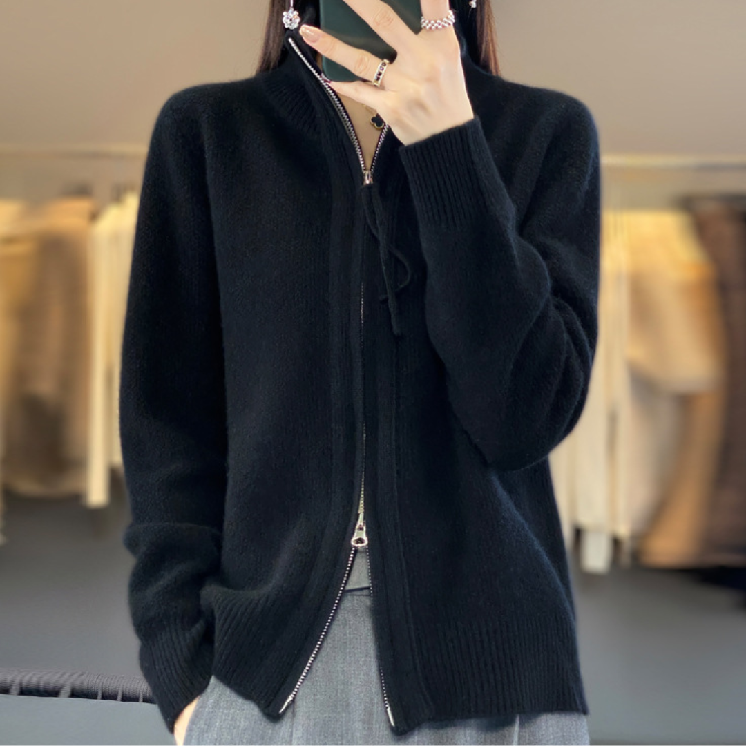 Laurier™ | Cardigan zippé en cachemire 100% laine