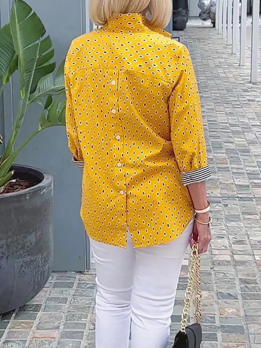 Marika™ Camisa elegante de algodão e linho