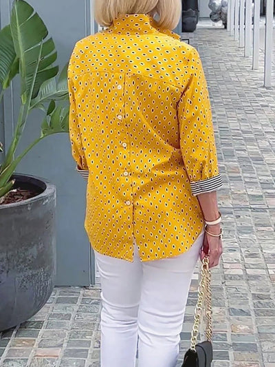 Marika™ Camisa elegante de algodão e linho
