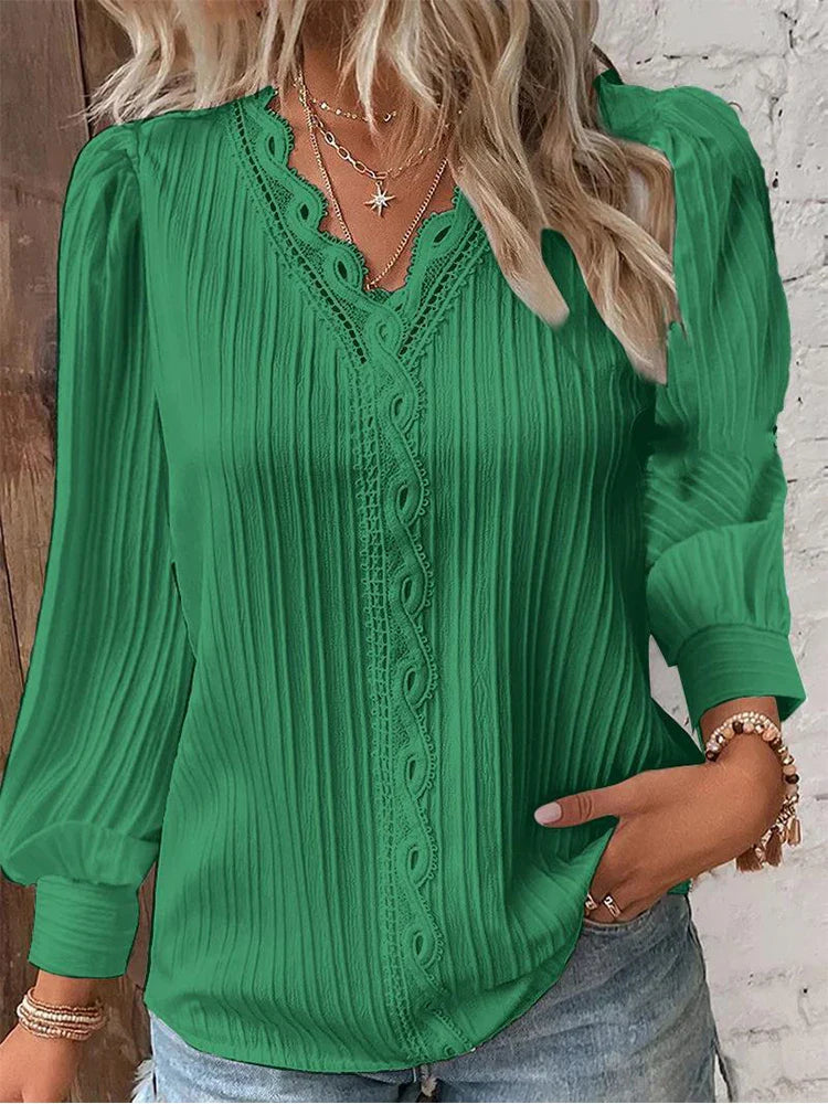 Emma | Élégante blouse en dentelle et mousseline