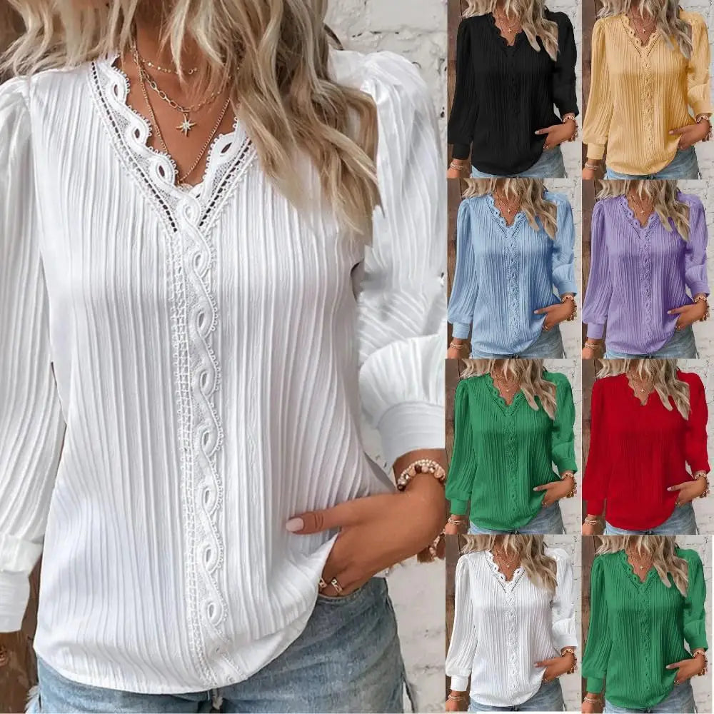 Emma | Élégante blouse en dentelle et mousseline