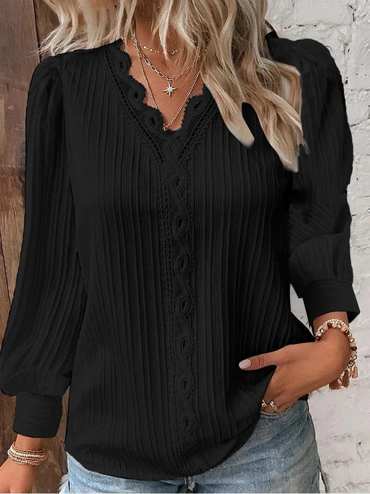 Emma | Élégante blouse en dentelle et mousseline