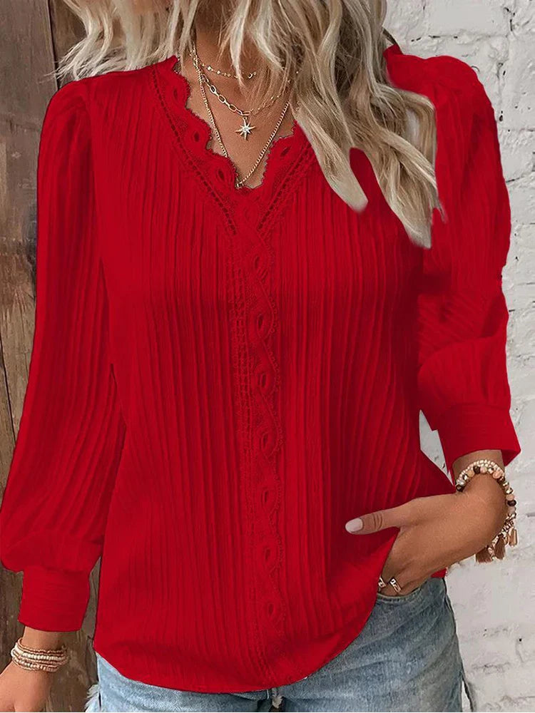 Emma | Élégante blouse en dentelle et mousseline