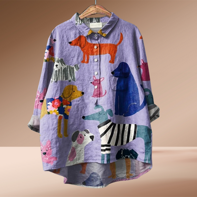 Femmora Paris | Blouse Exclusive pour Femme avec Imprimé Chiens