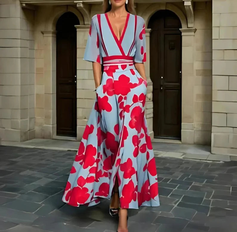Victoire | Robe Portefeuille Florale Élégante