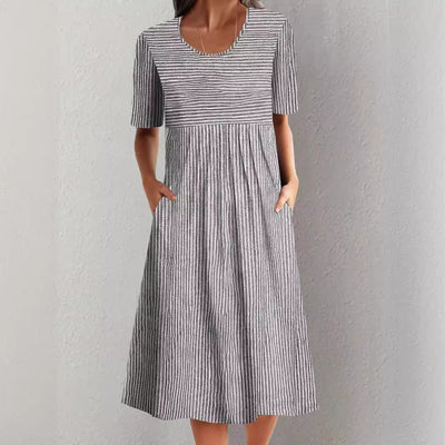 Ruth | Striped Button-Detail Midi Dress