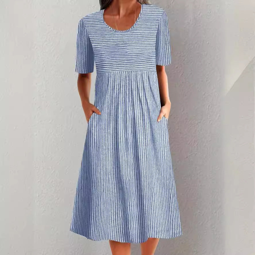 Ruth | Striped Button-Detail Midi Dress